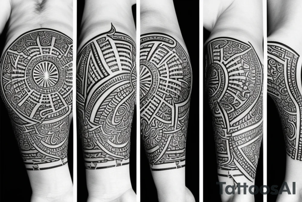 the tattoo should be on a white background, geometric pattern in black, minimalist style tattoo idea