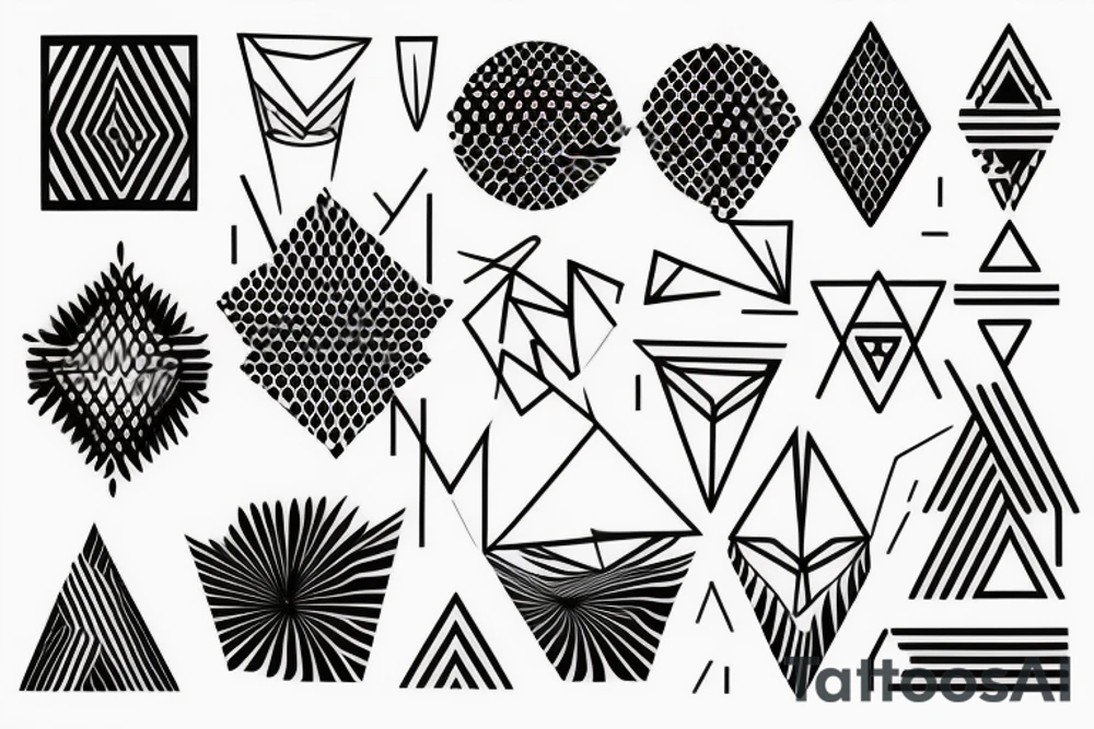 the tattoo should be on a white background, geometric pattern in black, minimalist style tattoo idea