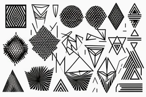 the tattoo should be on a white background, geometric pattern in black, minimalist style tattoo idea
