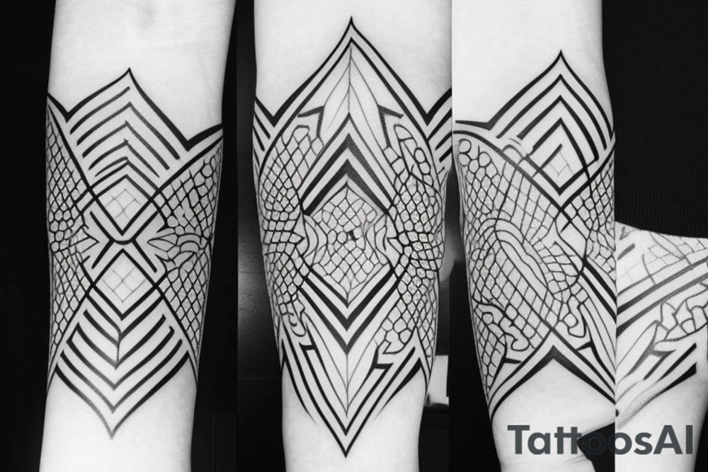 the tattoo should be on a white background, geometric pattern in black, minimalist style tattoo idea