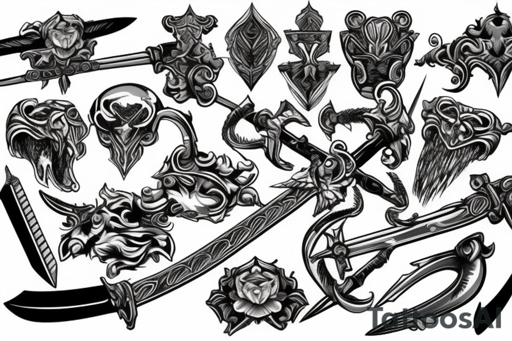 Continuous Obstacles conquering sword tattoo idea