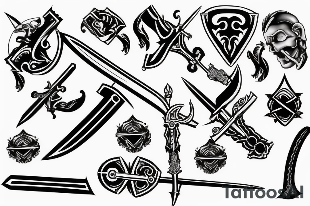 Continuous Obstacles conquering sword tattoo idea