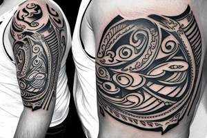 Initials DF with halo above tattoo idea