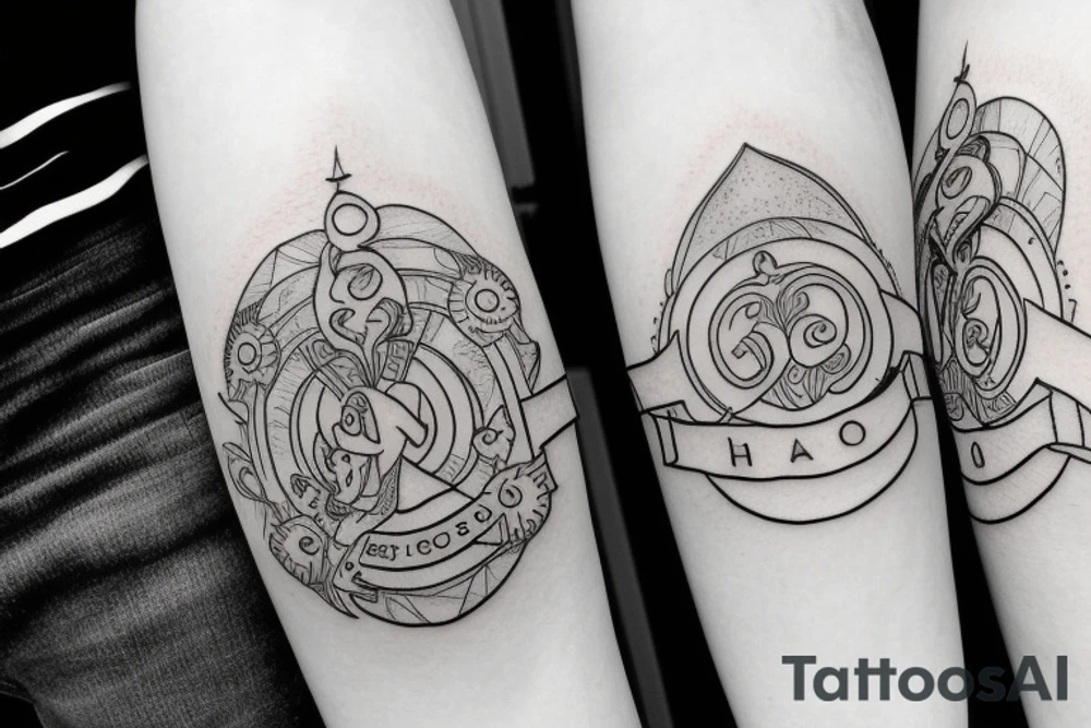 Initials DF with halo above tattoo idea