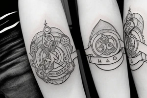 Initials DF with halo above tattoo idea