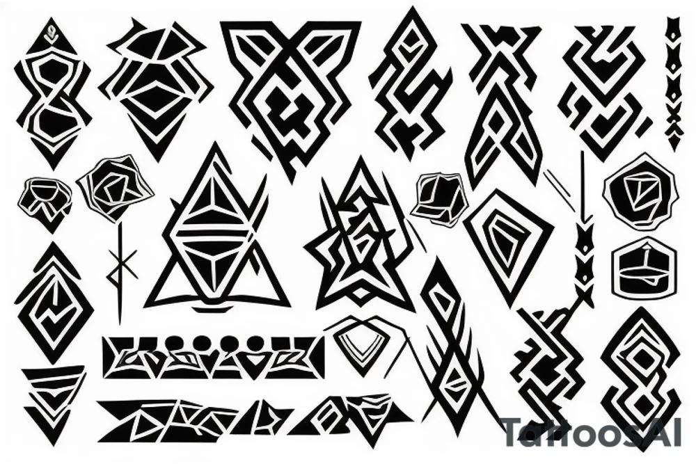tattoo on white background, geometric pattern, black tattoo idea