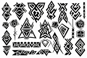 tattoo on white background, geometric pattern, black tattoo idea