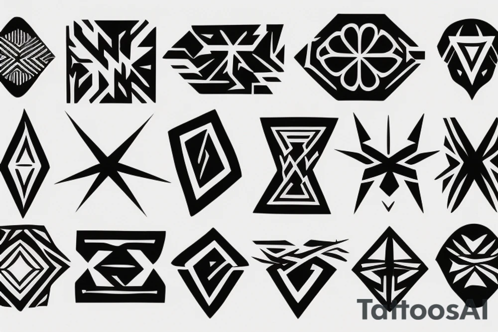 tattoo on white background, geometric pattern, black tattoo idea