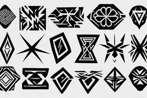 tattoo on white background, geometric pattern, black tattoo idea