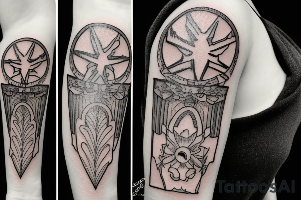 Initials DF with halo above tattoo idea