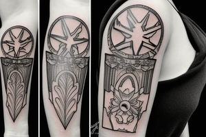 Initials DF with halo above tattoo idea