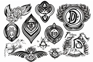 Initials DF with halo above tattoo idea