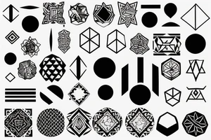 tattoo on white background, geometric pattern, black tattoo idea