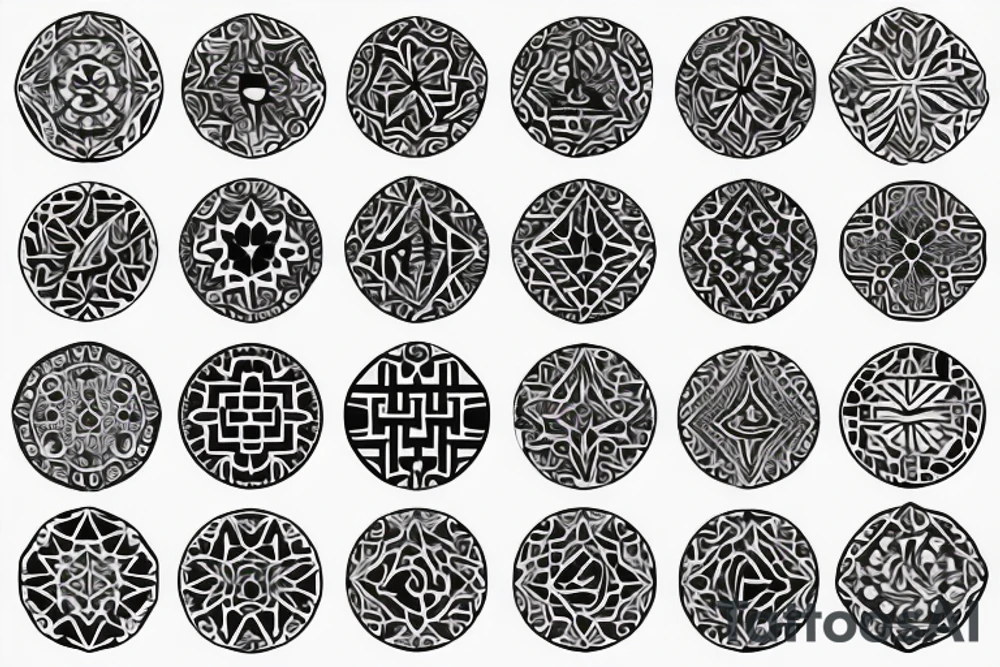 tattoo on white background, geometric pattern, black tattoo idea
