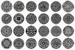 tattoo on white background, geometric pattern, black tattoo idea