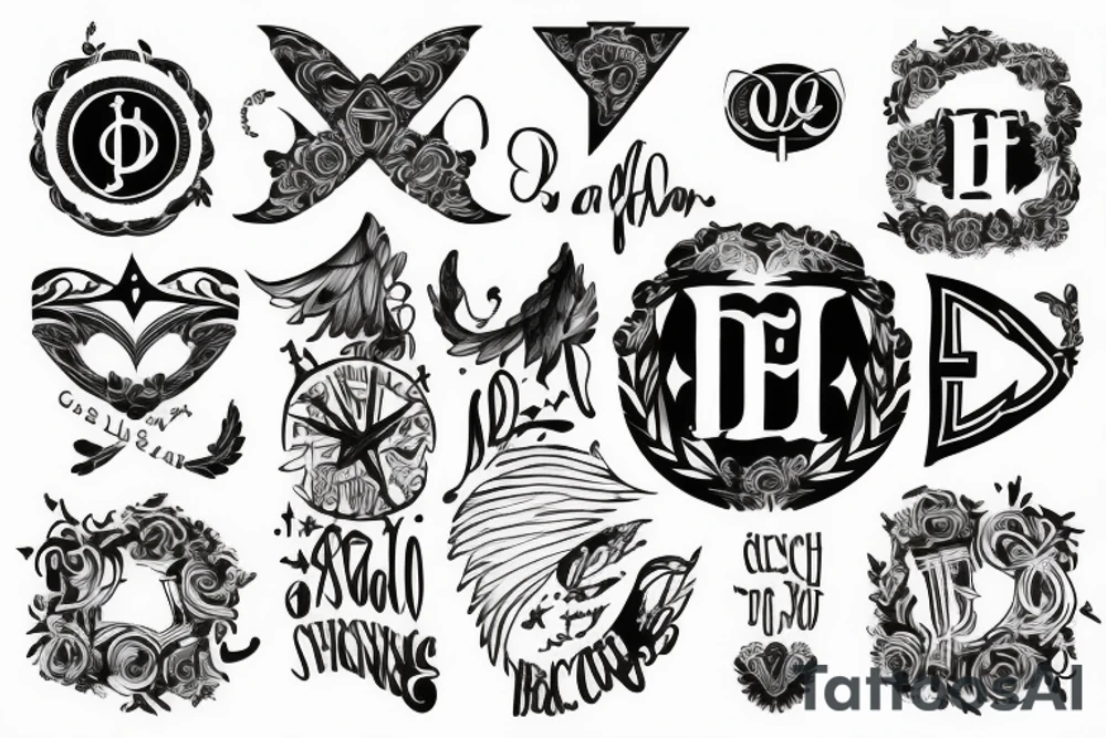 letters DF with halo above tattoo idea