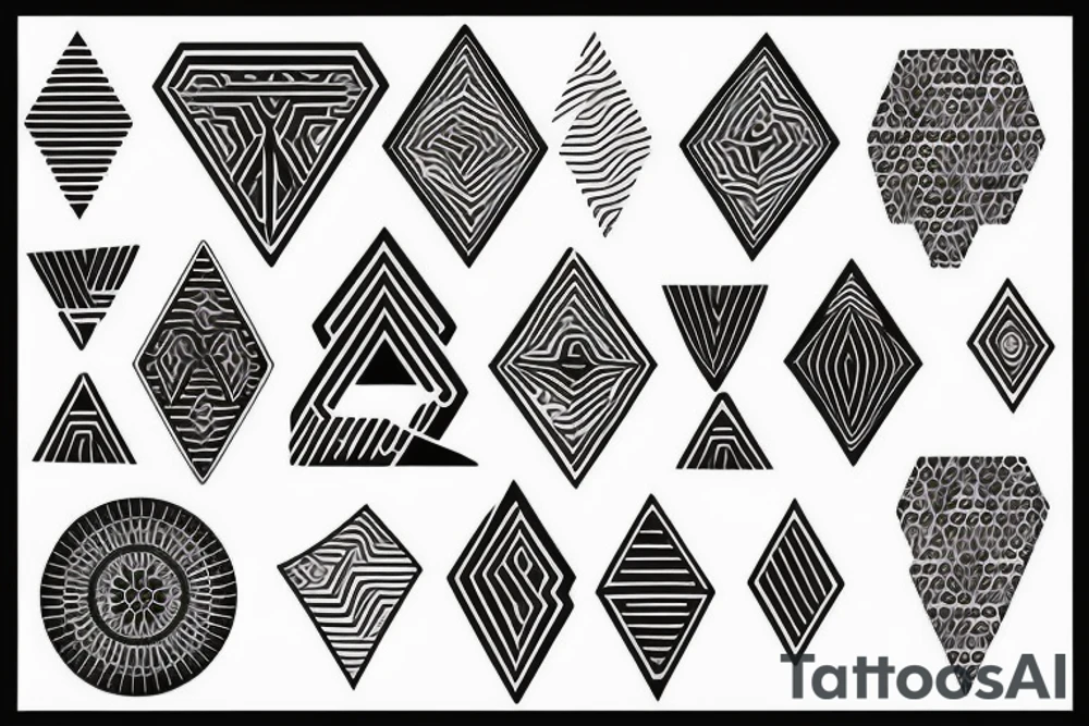tattoo on white background, geometric pattern, black tattoo idea