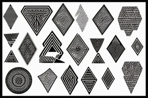 tattoo on white background, geometric pattern, black tattoo idea