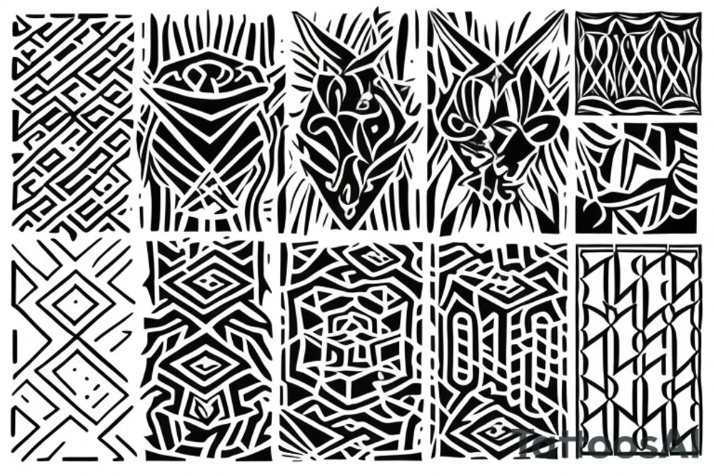 tattoo on white background, geometric pattern, black tattoo idea