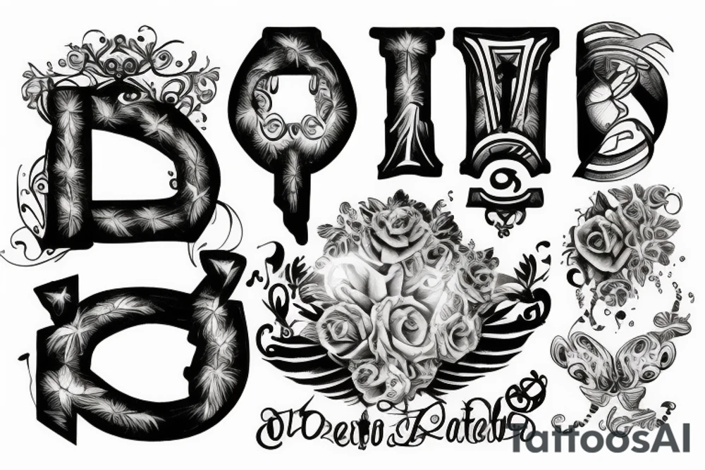 letters DF with halo above tattoo idea
