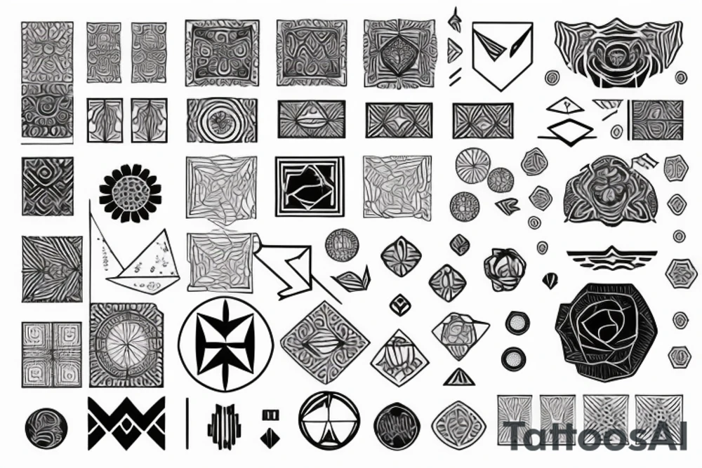 tattoo on white background, geometric pattern, color tattoo idea