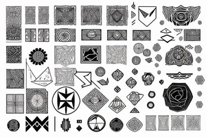 tattoo on white background, geometric pattern, color tattoo idea