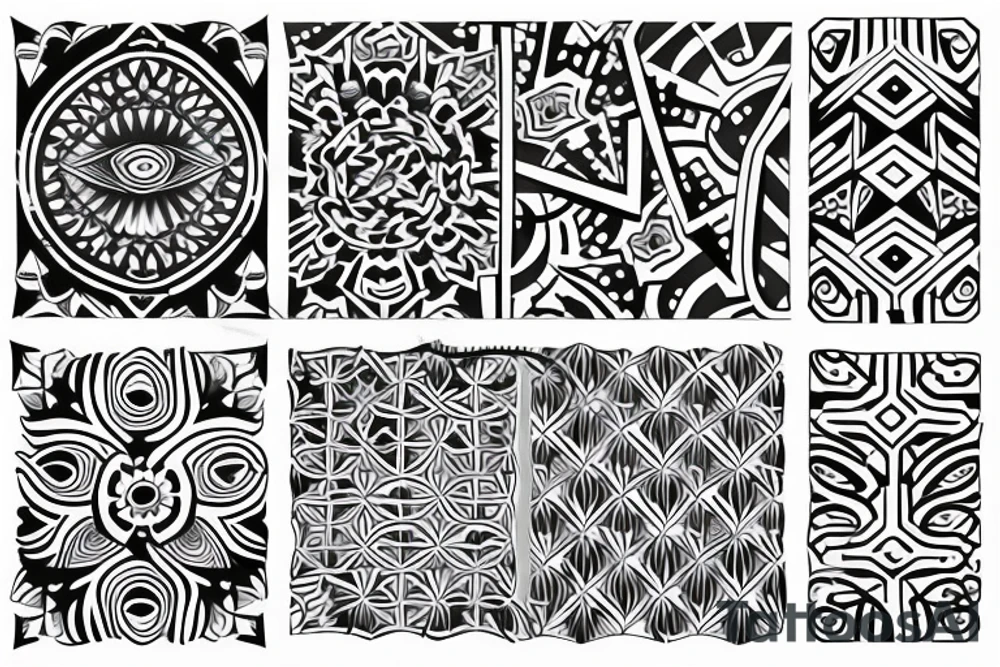 tattoo on white background, geometric pattern, color tattoo idea