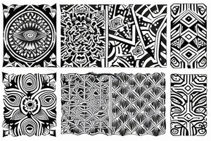 tattoo on white background, geometric pattern, color tattoo idea