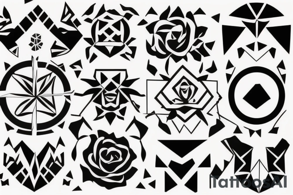 tattoo on white background, geometric pattern, color tattoo idea