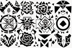 tattoo on white background, geometric pattern, color tattoo idea