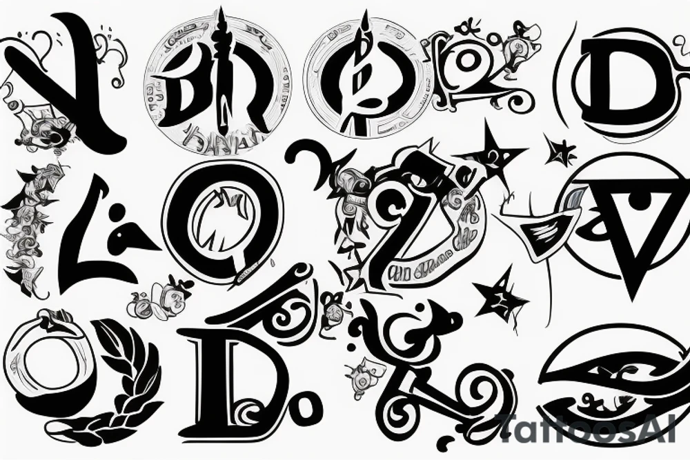 The letters D and F with a halo above tattoo idea