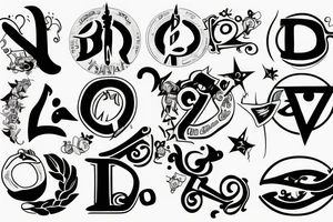 The letters D and F with a halo above tattoo idea