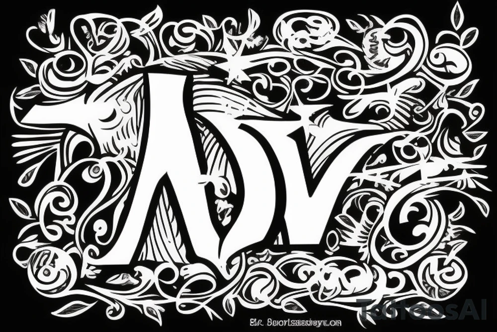 The letters D and F with a halo above tattoo idea