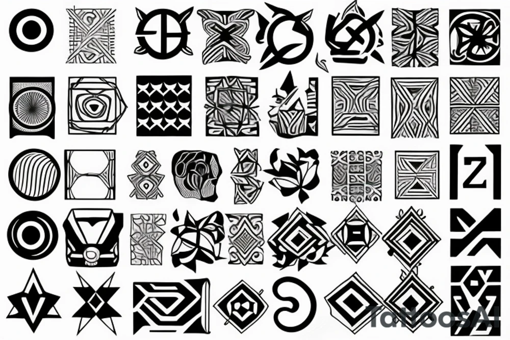 tattoo on white background, geometric pattern, color tattoo idea