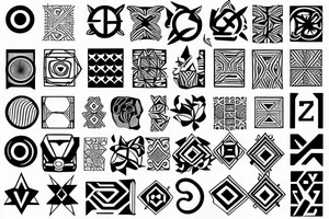 tattoo on white background, geometric pattern, color tattoo idea
