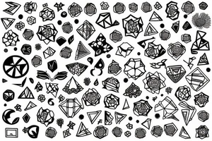 tattoo on white background, geometric pattern, color tattoo idea
