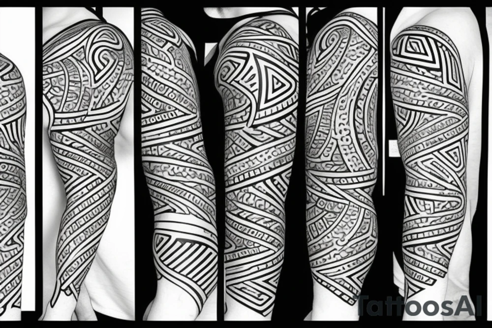 tattoo on white background, geometric pattern, color tattoo idea