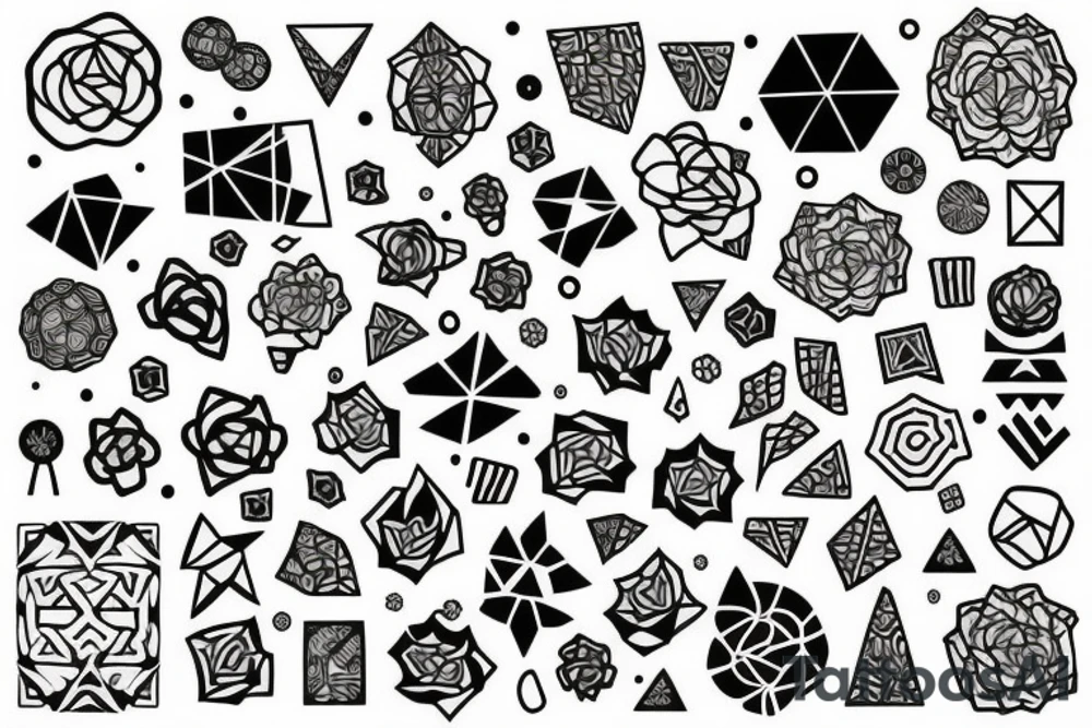 tattoo on white background, geometric pattern, color tattoo idea