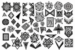 tattoo on white background, geometric pattern, color tattoo idea