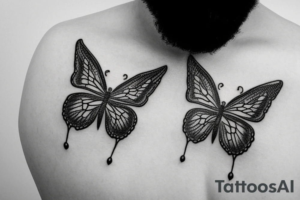 tattoo on white background, A small butterfly, color tattoo idea