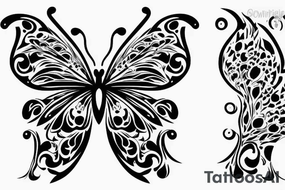 tattoo on white background, A small butterfly, color tattoo idea