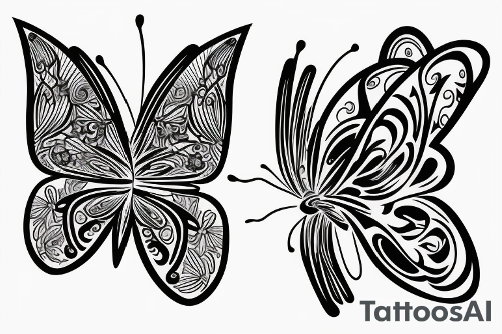 tattoo on white background, A small butterfly, color tattoo idea
