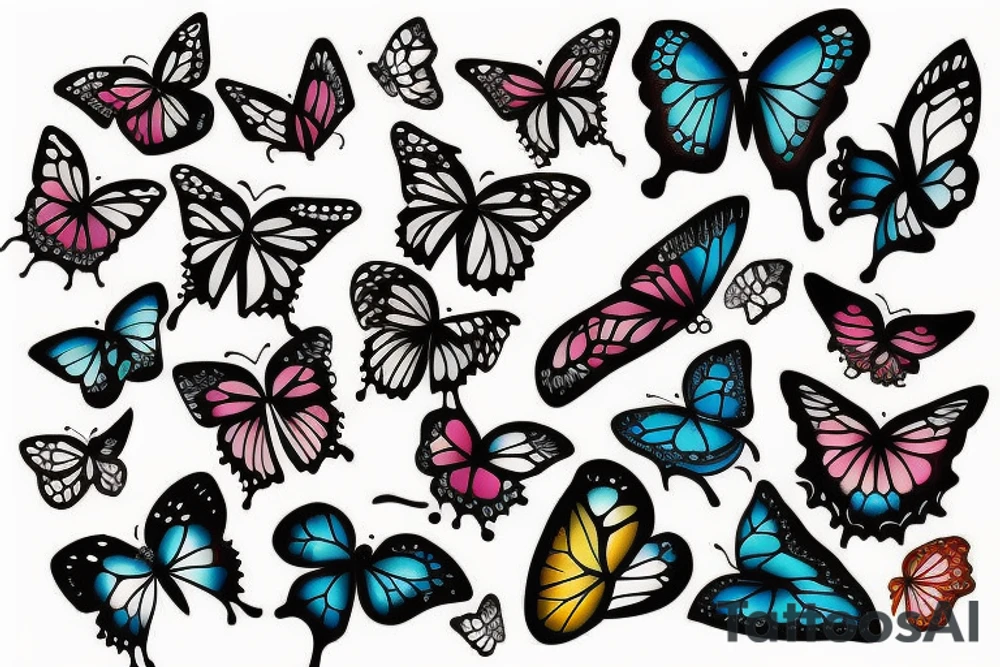 tattoo on white background, A small butterfly, color tattoo idea