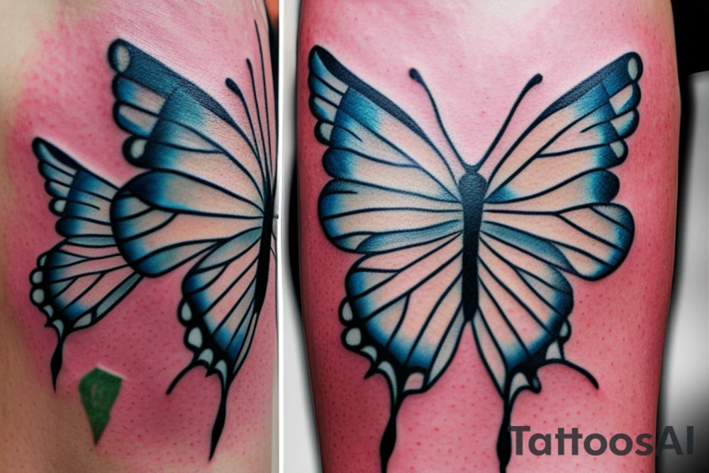 tattoo on white background, A small butterfly, color tattoo idea