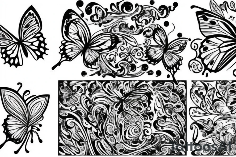 tattoo on white background, A small butterfly, color tattoo idea