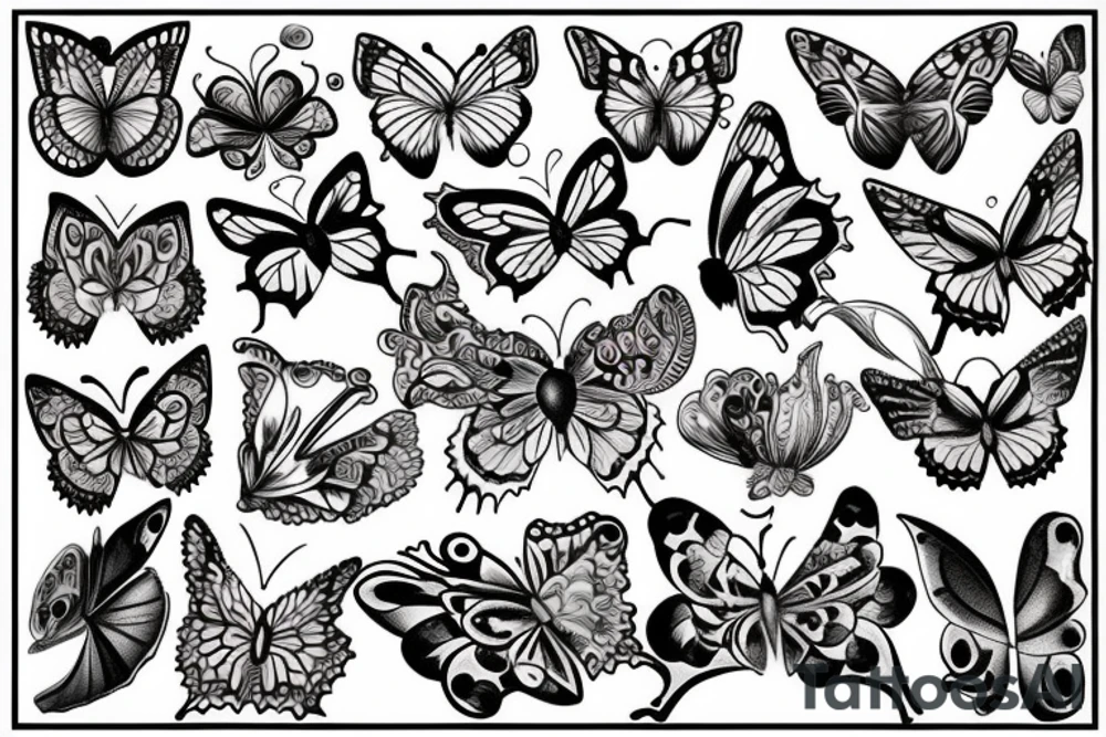 tattoo on white background, A small butterfly, color tattoo idea