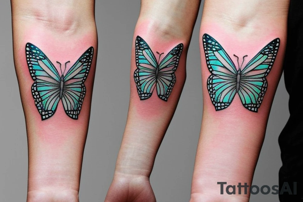 tattoo on white background, A small butterfly, color tattoo idea