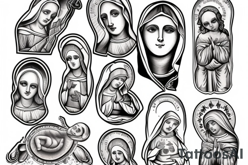 virgin mary sloth tattoo idea