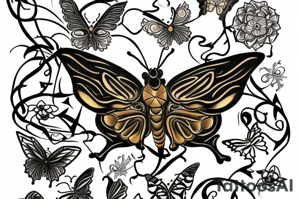 a butterfly- made of a ming vase- broken and glued back together with goldleaf tattoo idea