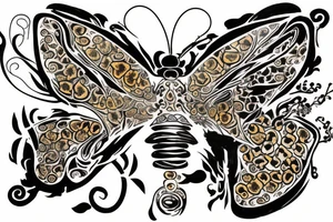 a butterfly- made of a ming vase- broken and glued back together with goldleaf tattoo idea